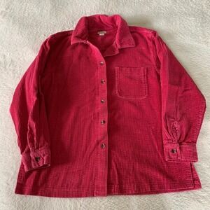 Women's MP LL BEAN Raspberry Pink Soft Corduroy Button Up Heavy Shirt Shacket